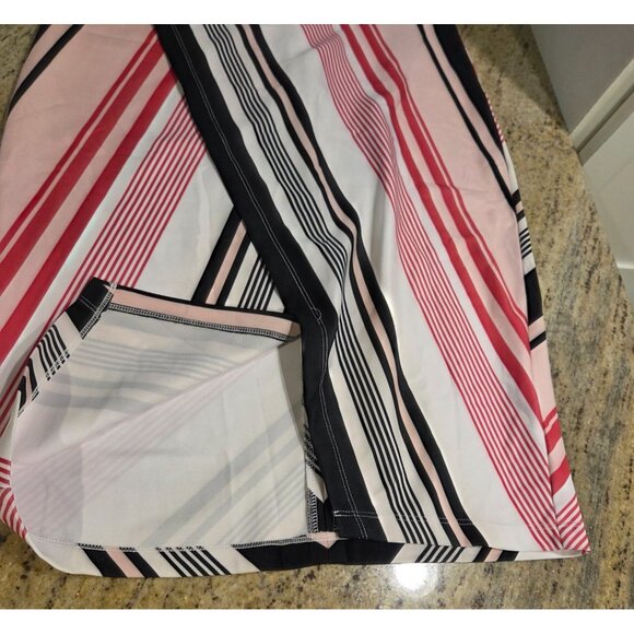New! New York & Company Dress Pink Black Women's M Chevron Sleeveless Sheath NWT - Picture 6 of 15